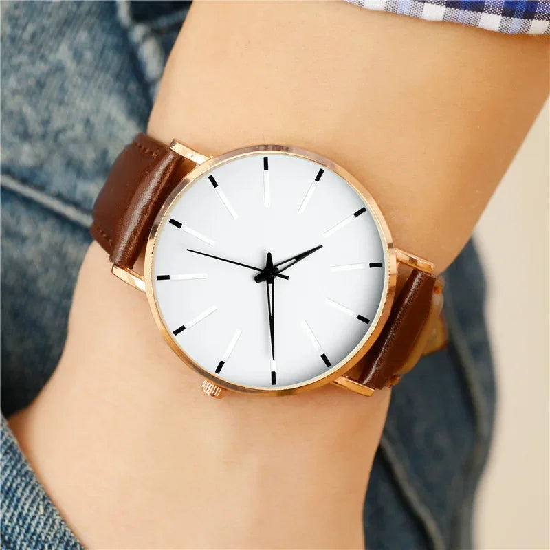 Men's Thin Strap Quartz Watch Leather Strap Minimalist Multicolor Watch Luxury Stainless Steel Dial Wristwatches reloj hombre