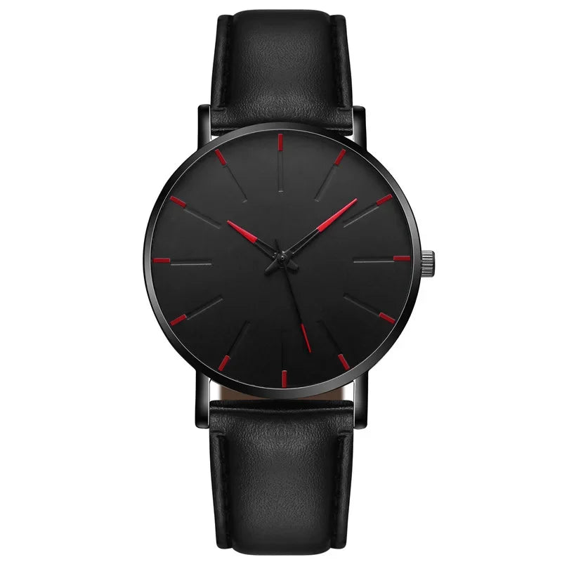 Men's Thin Strap Quartz Watch Leather Strap Minimalist Multicolor Watch Luxury Stainless Steel Dial Wristwatches reloj hombre