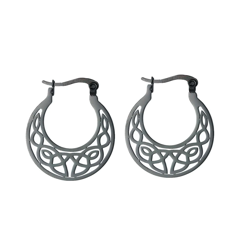 Teamer Filigree Witch Knot Hoop Drop Earrings Stainless Steel Vintage Irish Celtics Knot Dangle Earrings for Women Wicca Jewelry