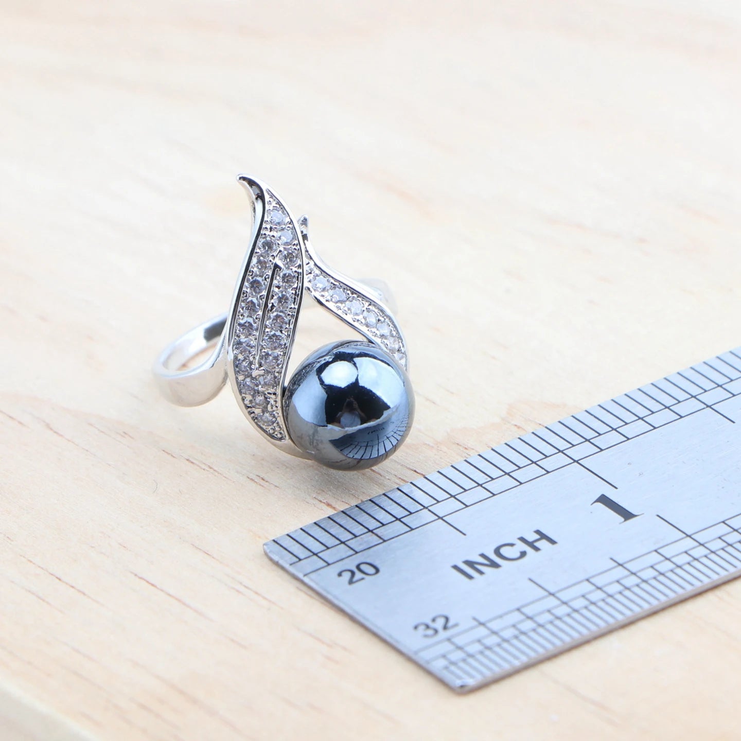 925 Silver Black Pearl Jewelry Sets Bridal White Zircon Wedding Rings Earrings Pendant Necklace Bracelets Set