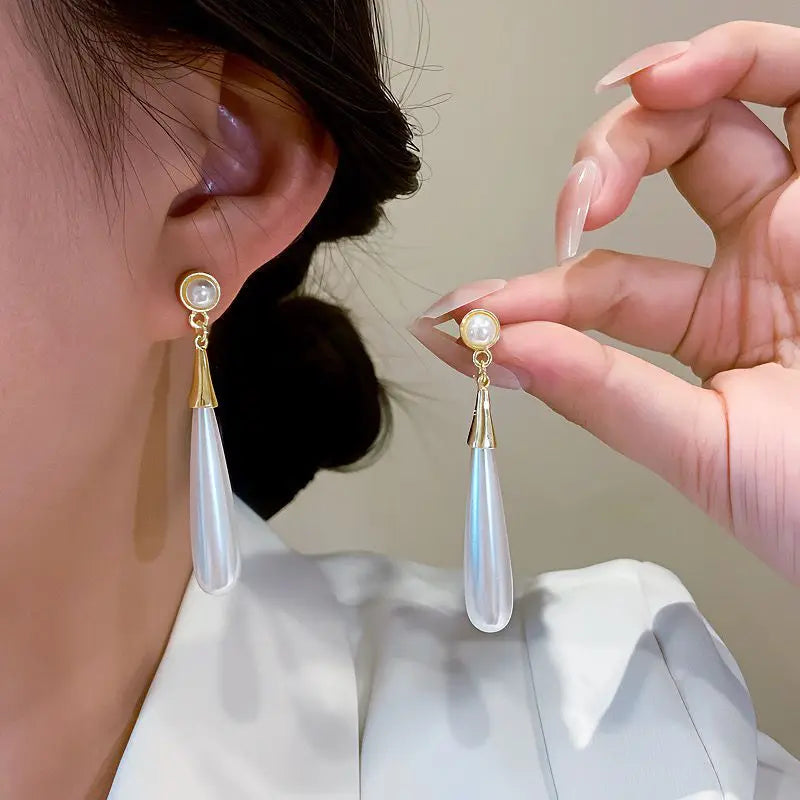 925 Silver Needle Korean Fashion Square Pearl Drop Earrings For Women Jewelry 2024 Trending New Women's Vintage Zircon Earrings