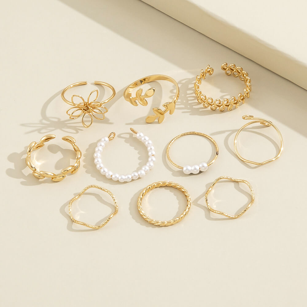 Simple Openwork Flower Band Ring | Glossy Floral Ring For Women