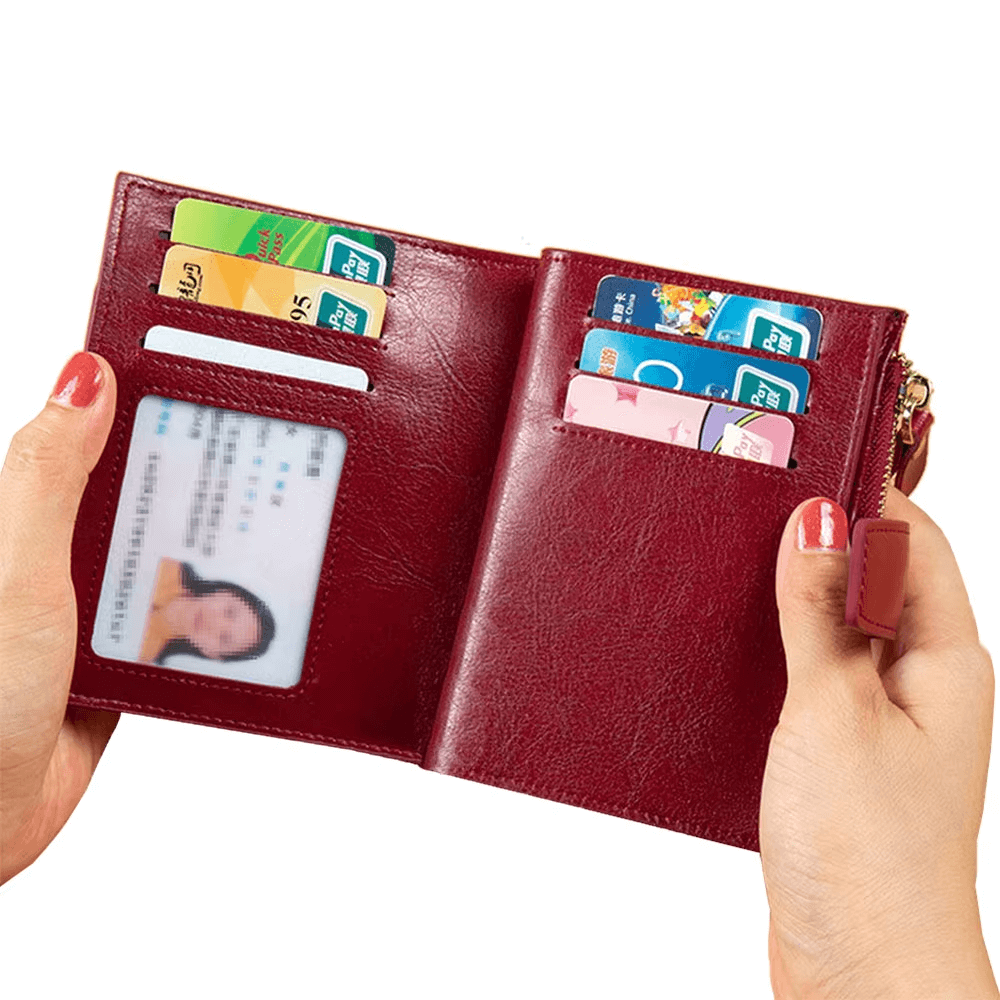 Small Genuine Leather Wallet For Women | Short Zipper Wallet Women