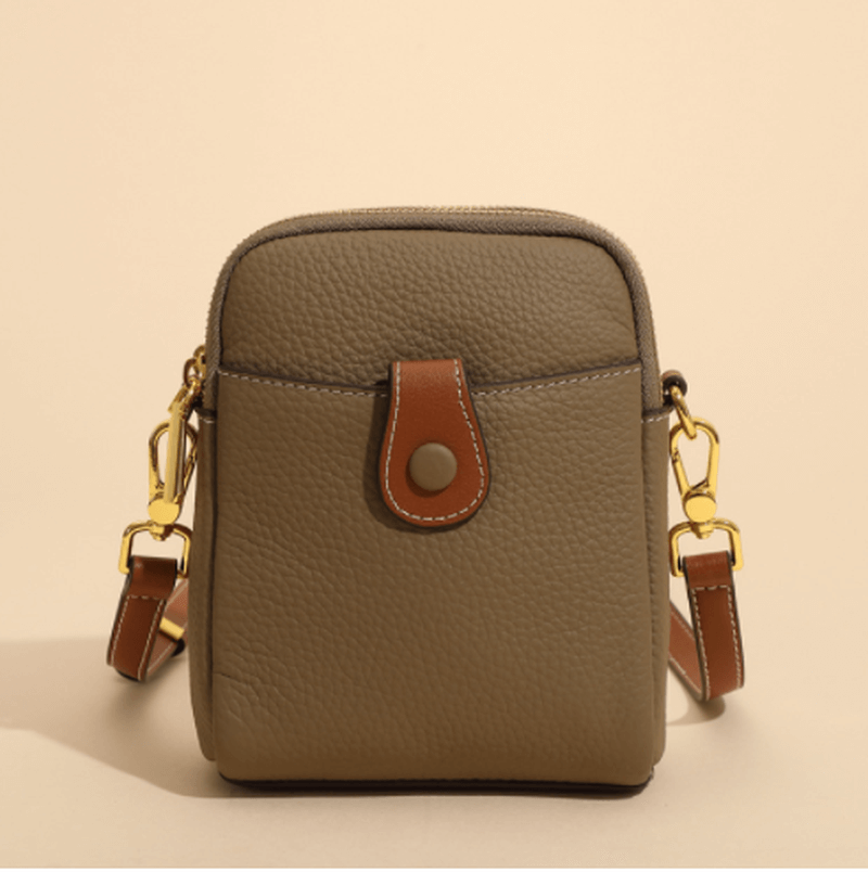 Small Lychee Pattern Leather Phone Bag Crossbody Wallet For Women