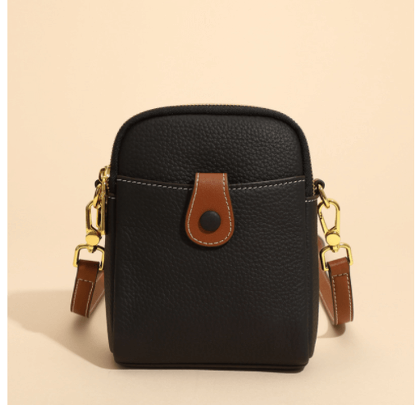 Small Lychee Pattern Leather Phone Bag Crossbody Wallet For Women