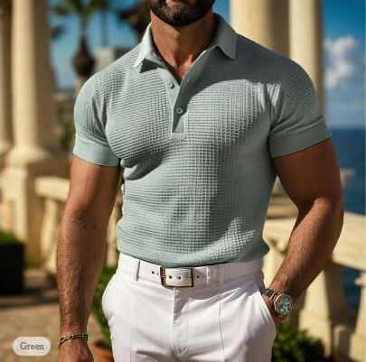 Soft Cotton Waffle Polo Shirt Men | Stylish Summer Polo Shirt For Men