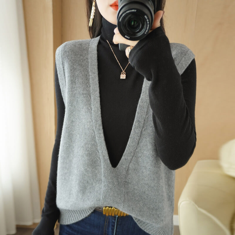 Solid Color Pullover Knitted Vest | Pullover Sweater Vest