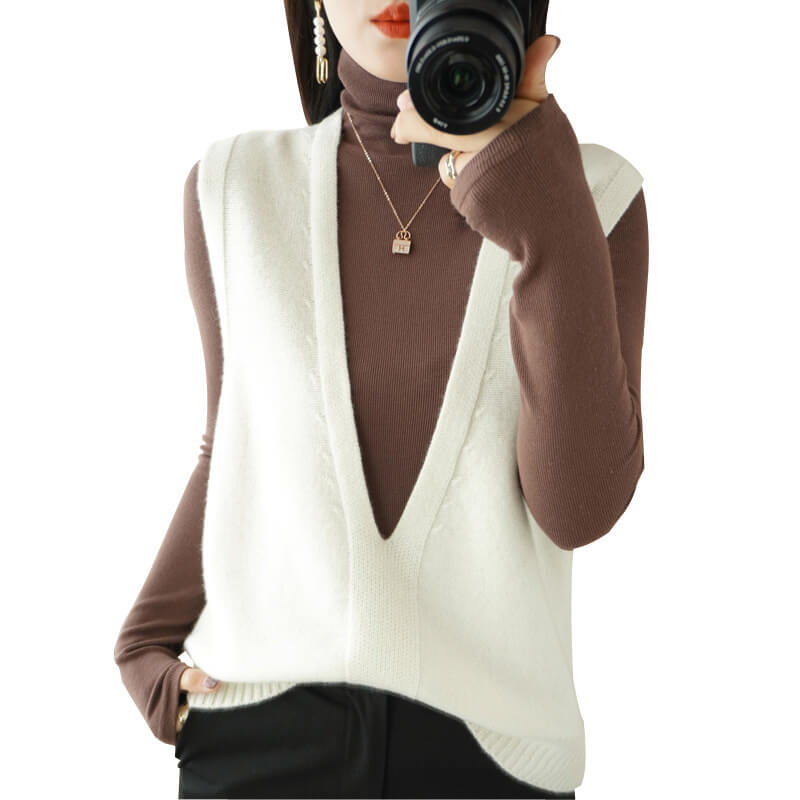 Solid Color Pullover Knitted Vest | Pullover Sweater Vest
