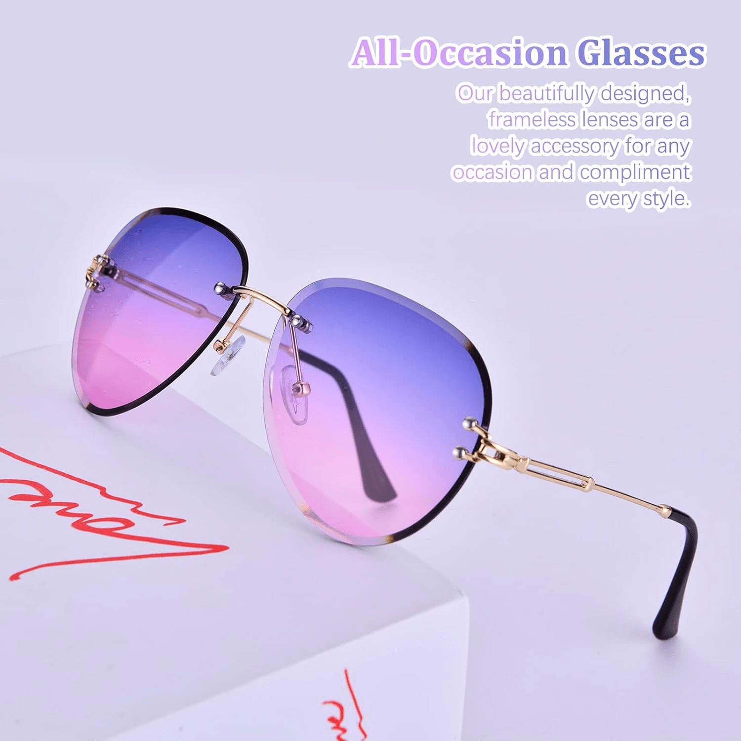 Trendy Oversized Sunglasses For Women | Designer Rimless Sunglasses