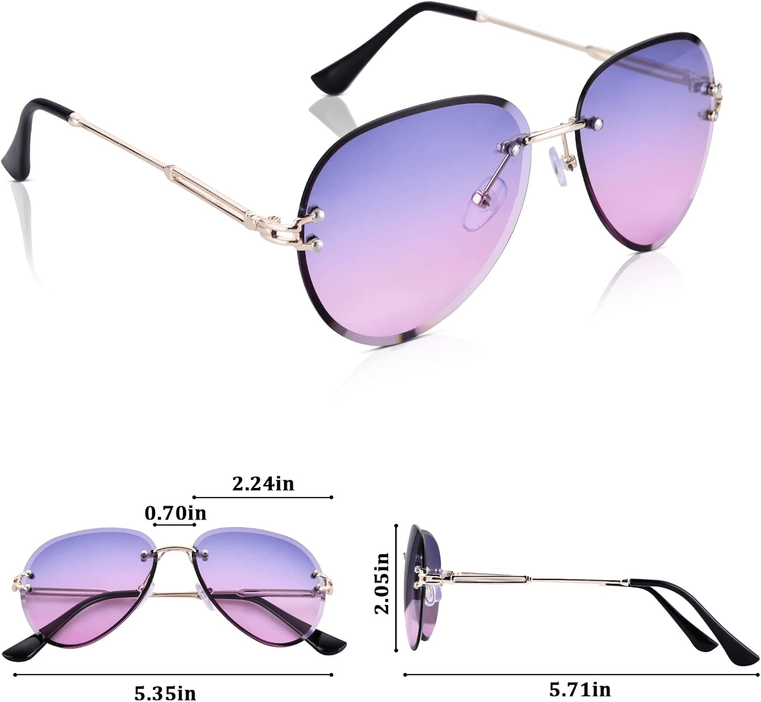 Trendy Oversized Sunglasses For Women | Designer Rimless Sunglasses
