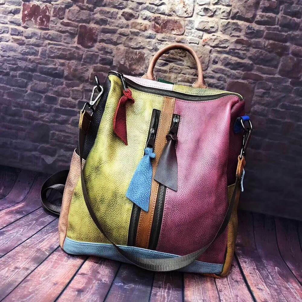 Vintage Cowhide Leather Backpack For Women | Casual Leather Backpack