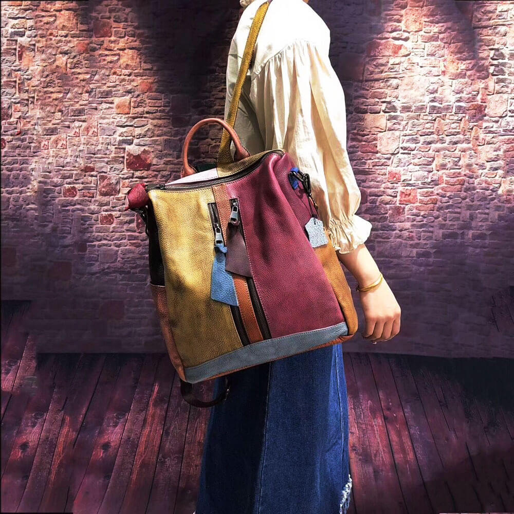 Vintage Cowhide Leather Backpack For Women | Casual Leather Backpack