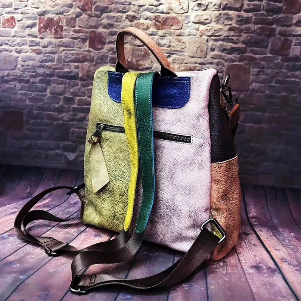 Vintage Cowhide Leather Backpack For Women | Casual Leather Backpack