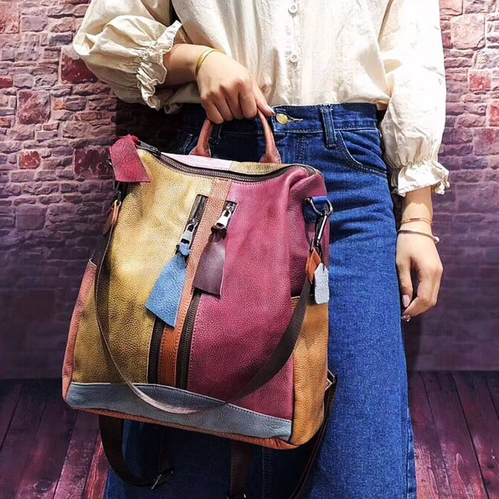 Vintage Cowhide Leather Backpack For Women | Casual Leather Backpack