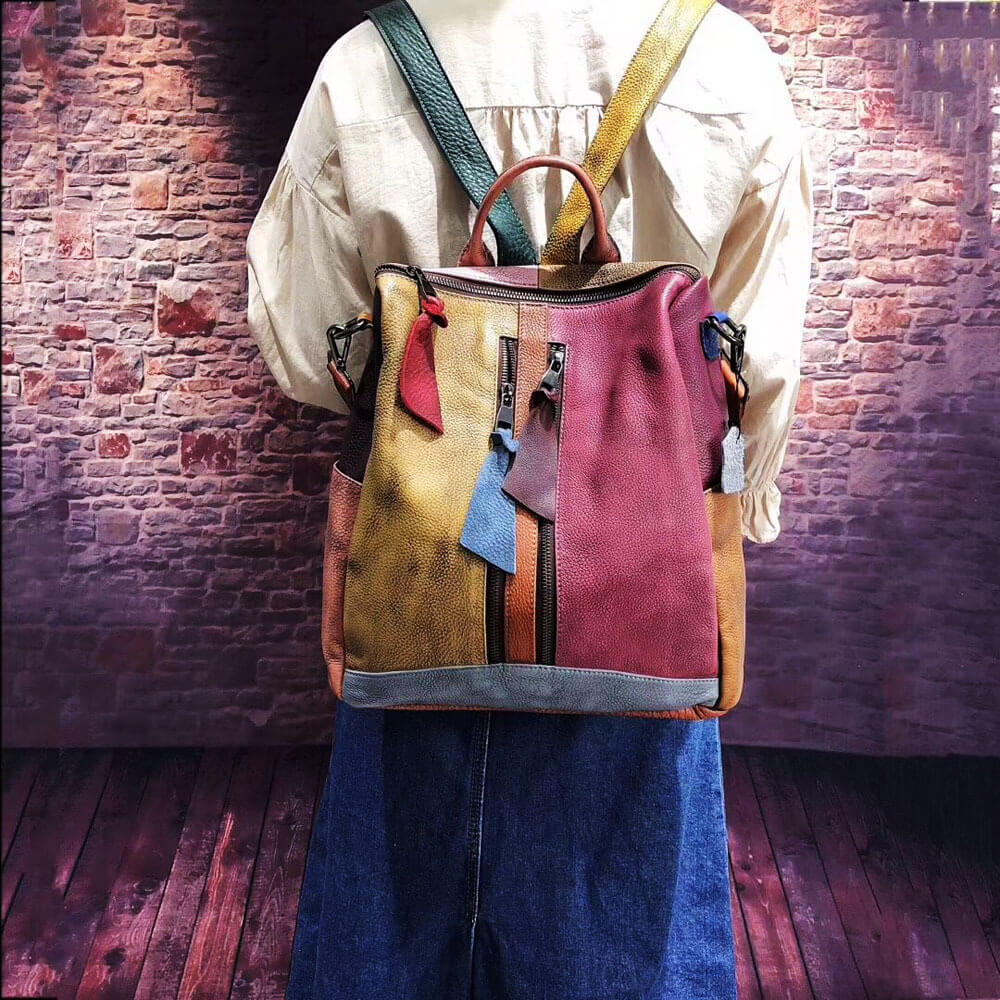 Vintage Cowhide Leather Backpack For Women | Casual Leather Backpack