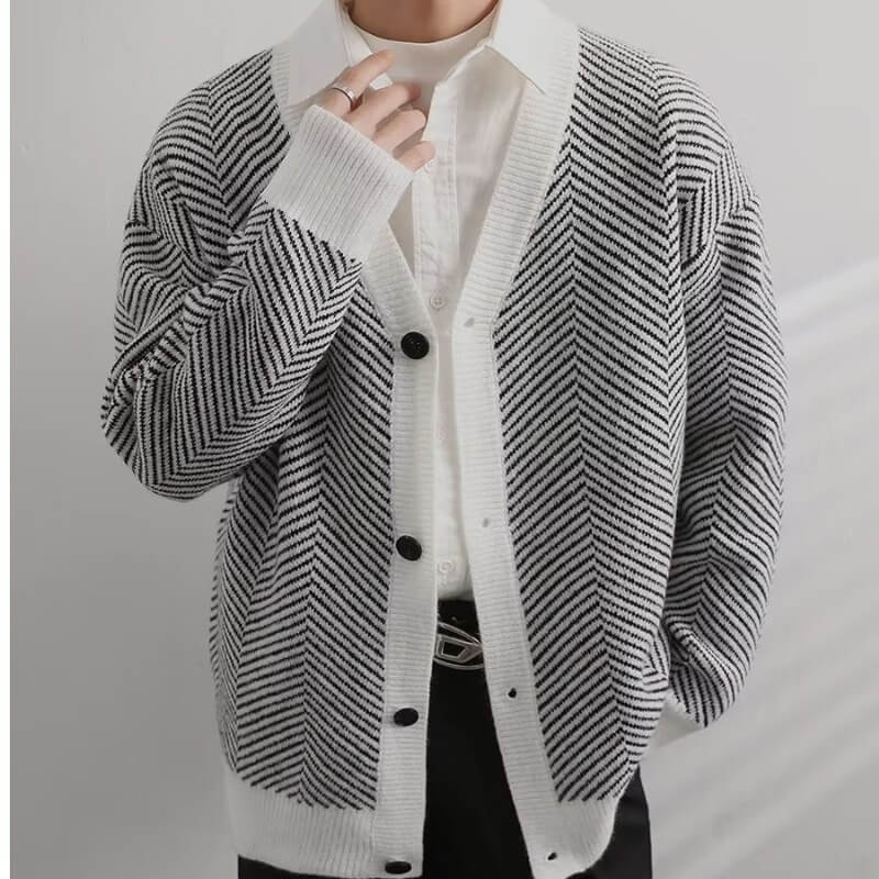 Vintage Striped Oversized Cardigan Sweater | Striped Cardigan Sweater