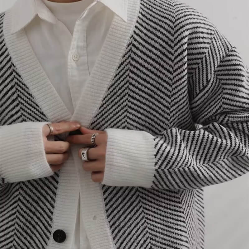 Vintage Striped Oversized Cardigan Sweater | Striped Cardigan Sweater