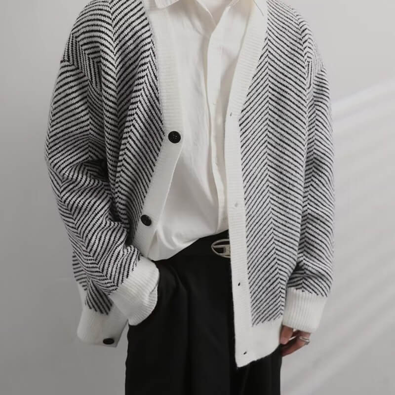 Vintage Striped Oversized Cardigan Sweater | Striped Cardigan Sweater
