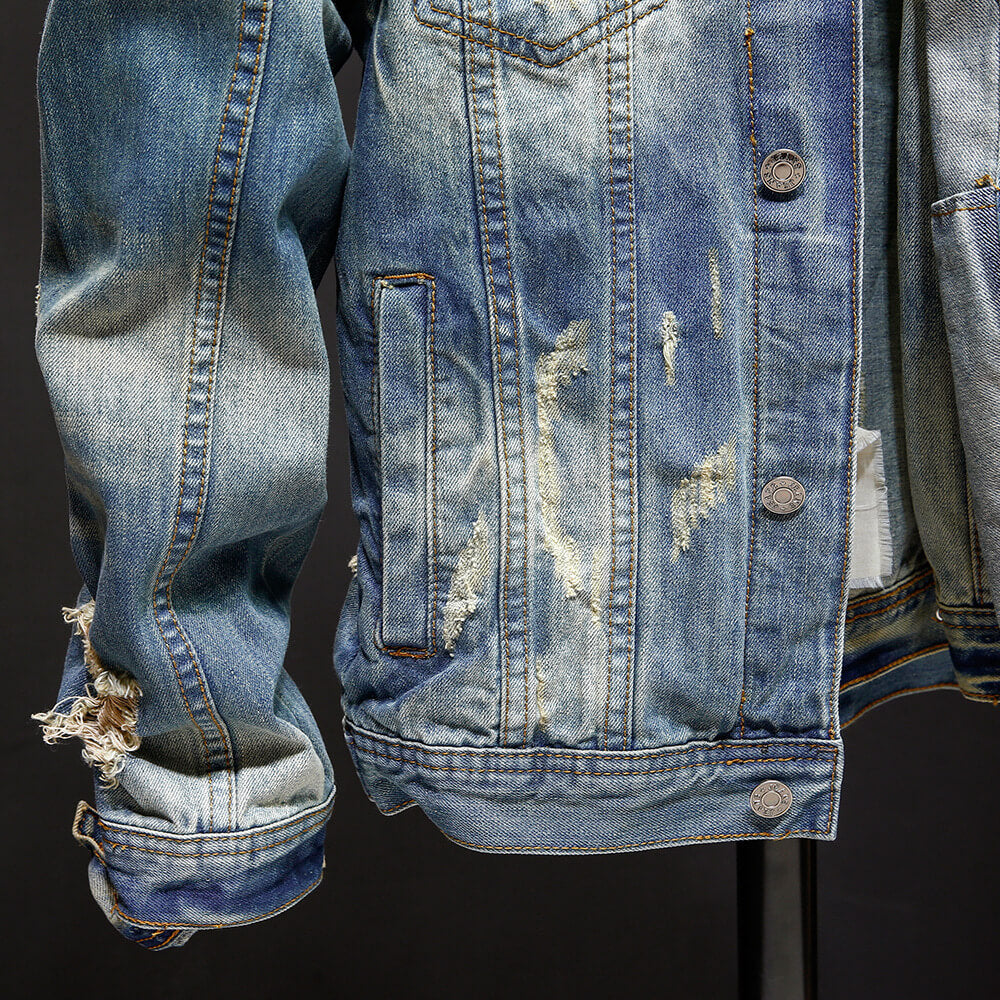 Washed Denim Jacket For Casual Streetwear Outfit | Denim Jacket Tops