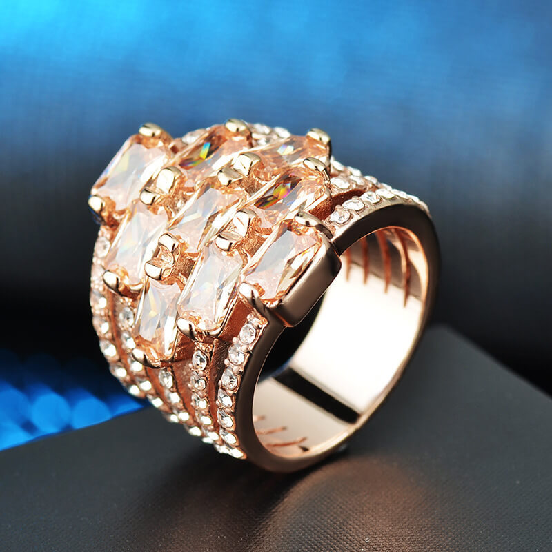 Wide Face Cubic Zirconia Ring | Crystal Zircon Inlaid Kids Ring