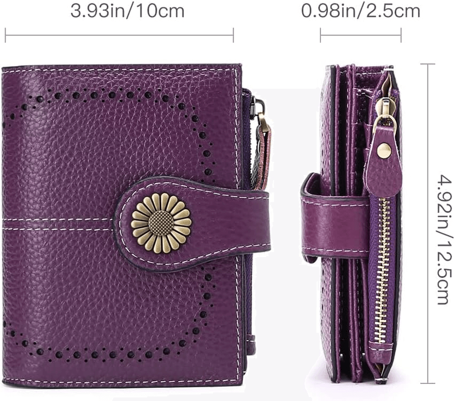 Women’s Bifold Wallet With RFID blocking | Zippered Leather Wallet