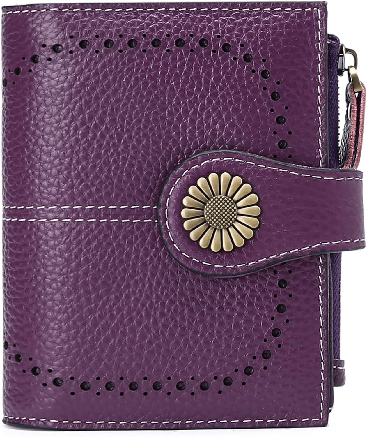 Women’s Bifold Wallet With RFID blocking | Zippered Leather Wallet