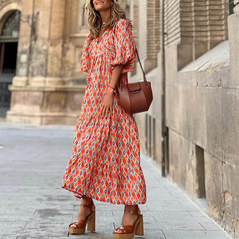 Women’s Boho Floral Midi Maxi Dress | Printed Dresses For Summer Women