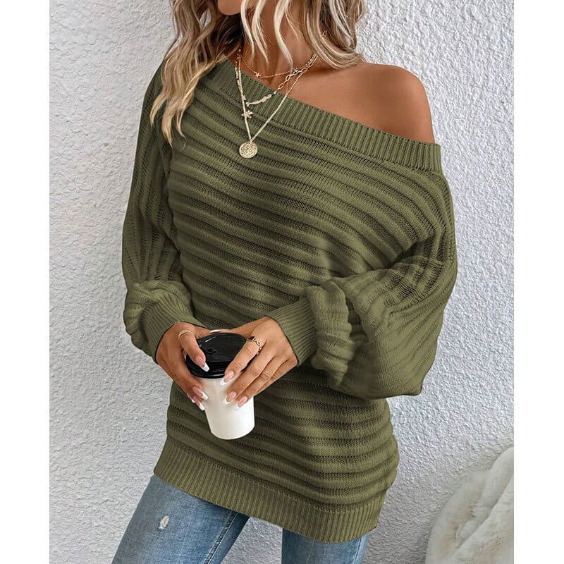 Women's Off Shoulder Sweater | Cozy Winter Pullover For Women