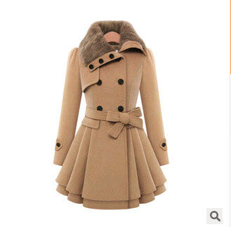 Women’s Slim Woolen Coat With Belt | Classic Wool Coat Women