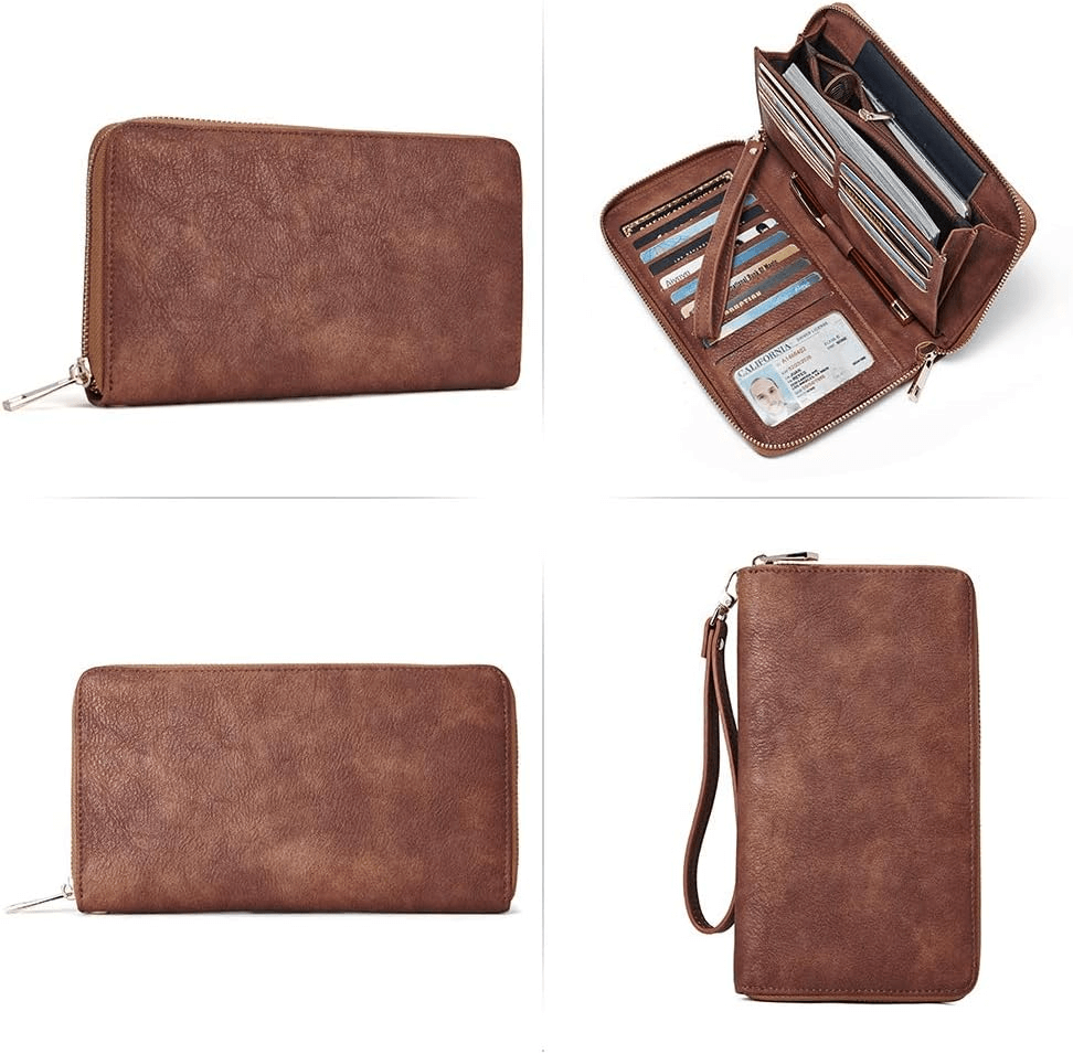 Women’s Wallet With Zip And Wristlet RFID Wristlet Wallet Women