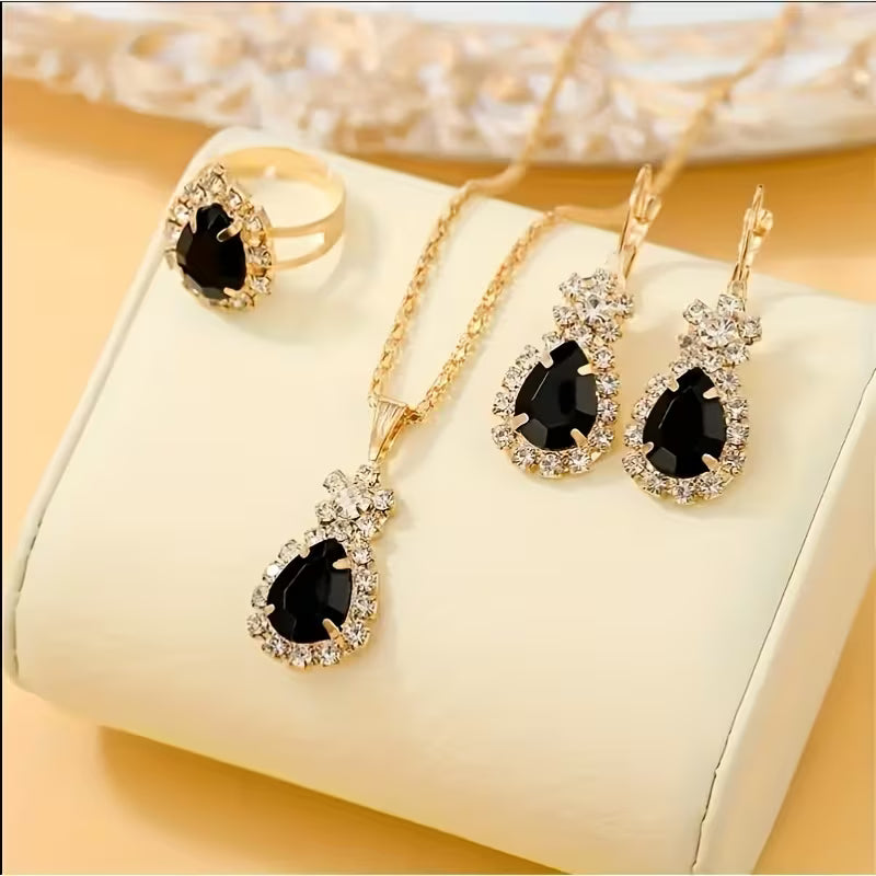 3pcs/set Women Y2K Chinese Style Bohemian Necklace Earrings & Ring Set, K Plated Minimalist