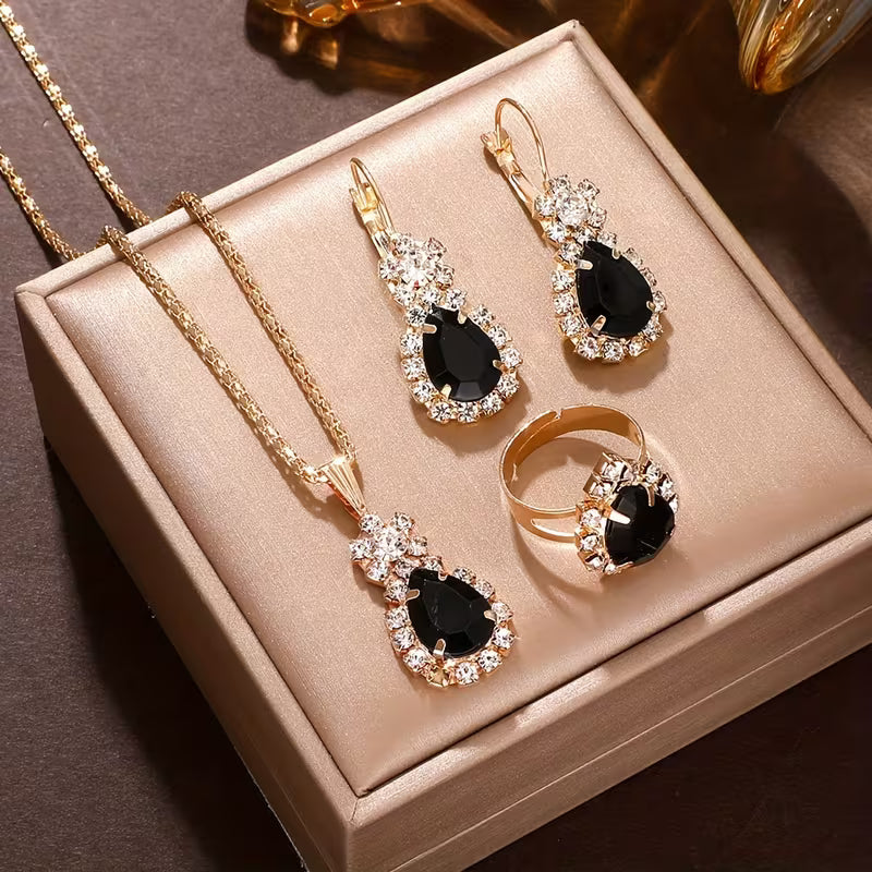 3pcs/set Women Y2K Chinese Style Bohemian Necklace Earrings & Ring Set, K Plated Minimalist