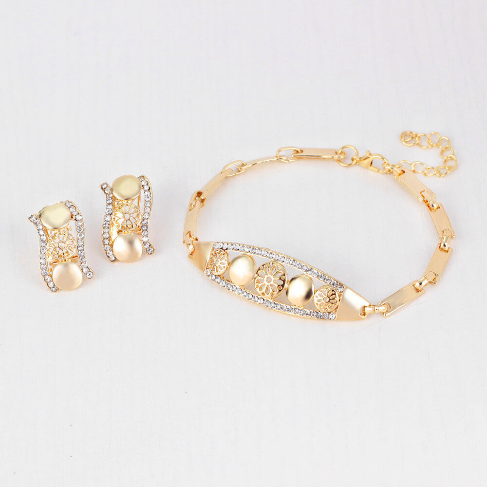 Exaggerated Wedding Necklace Set | Gold Plated Bridal Set