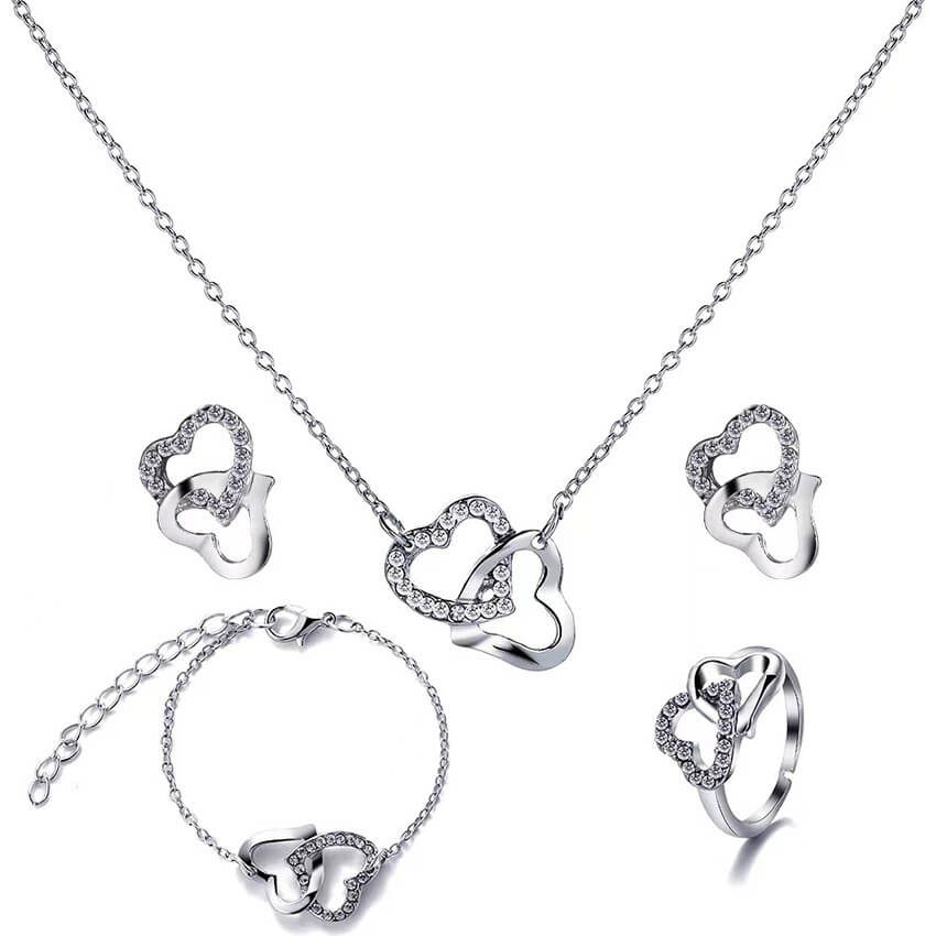 women’s jewelry set necklace earrings ring bracelet | stylish 5pcs set