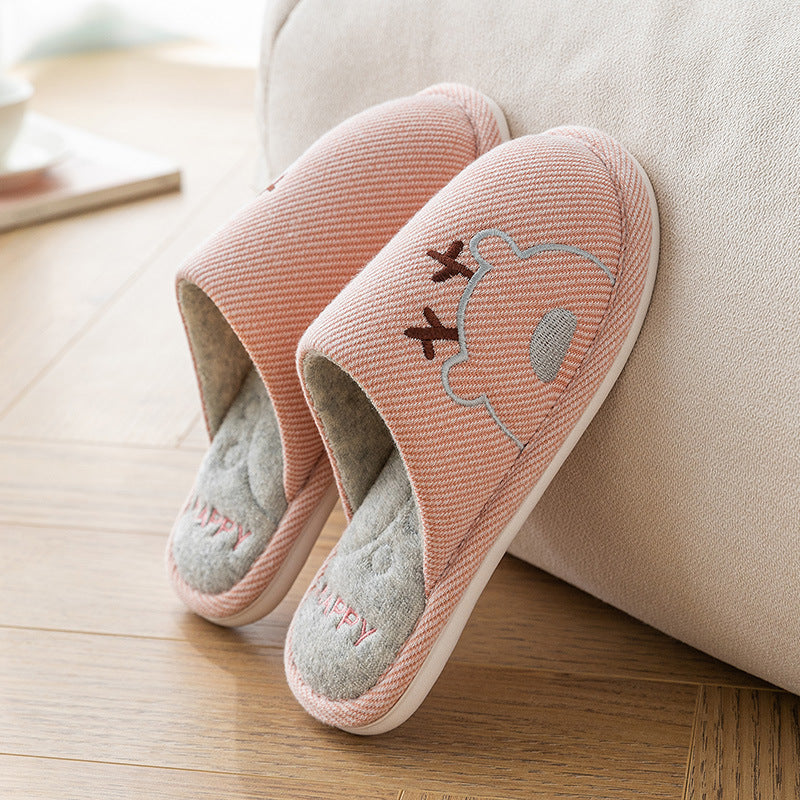 Linen Slippers House Shoes Couple Slippers Bedroom