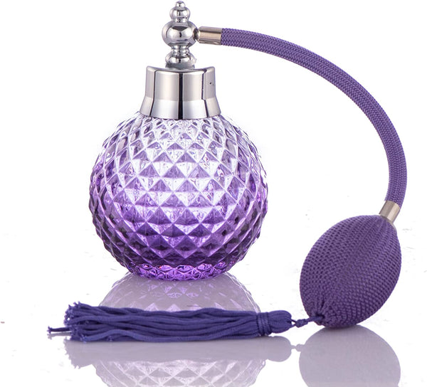 100Ml Vintage Crystal Perfume Bottle Spray Atomizer Glass Bottle Refillable Perfume Bottle Lady Gift. (Purple Color)