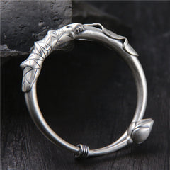 Matte Silver Lotus Leaf Lotus Bracelet For Children