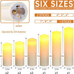 Flameless Candles LED Pillar Candles ，Battery Operated Candles Wich Remote and Timer, Real Wax,Set of 9