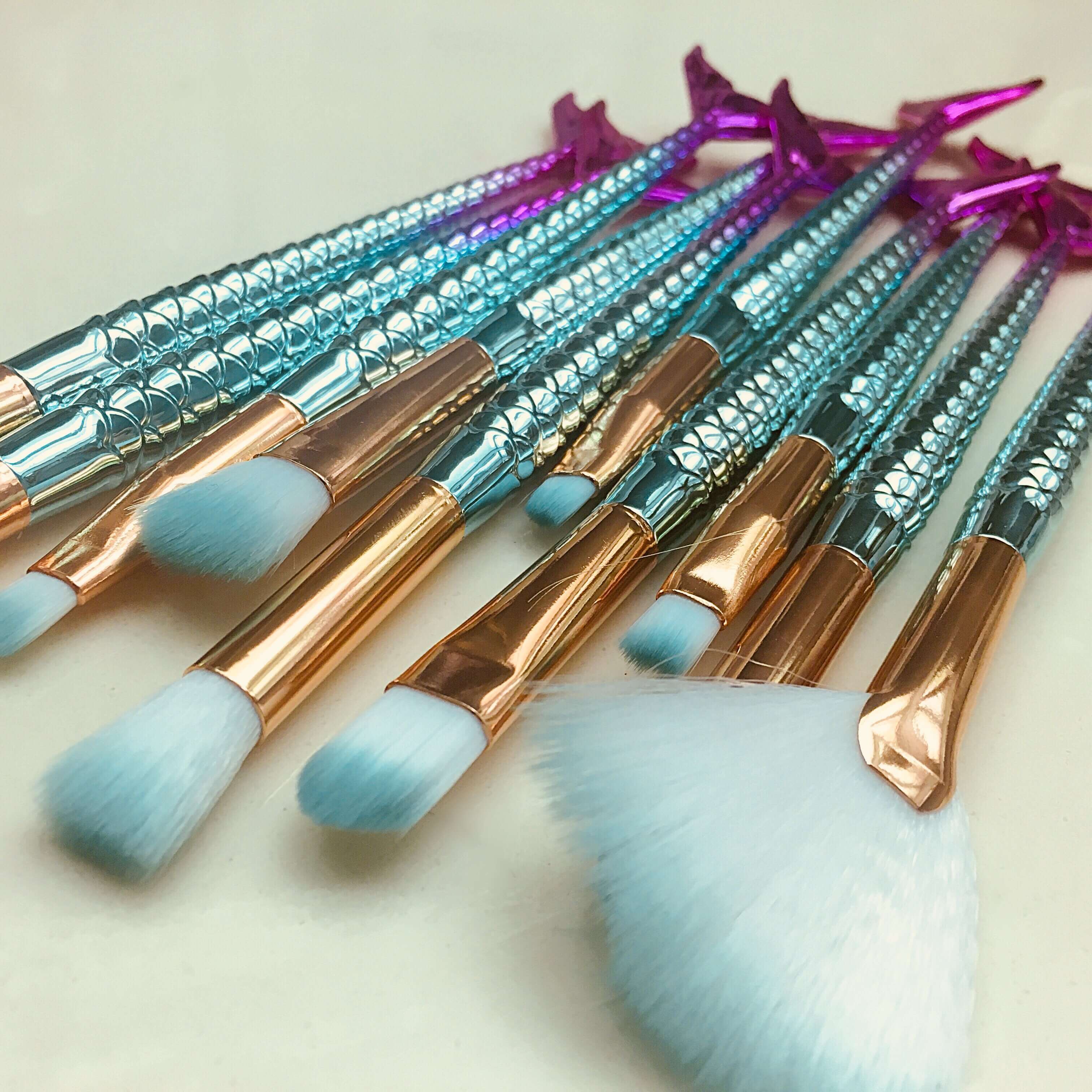 11pcs Mermaid Tail Makeup Brush Set | Mermaid Brush Set For Beginners 