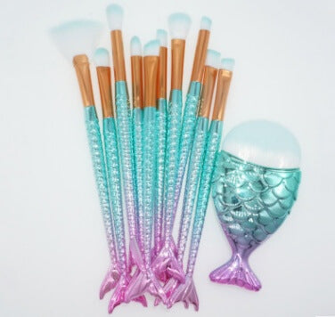 11pcs Mermaid Tail Makeup Brush Set | Mermaid Brush Set For Beginners 