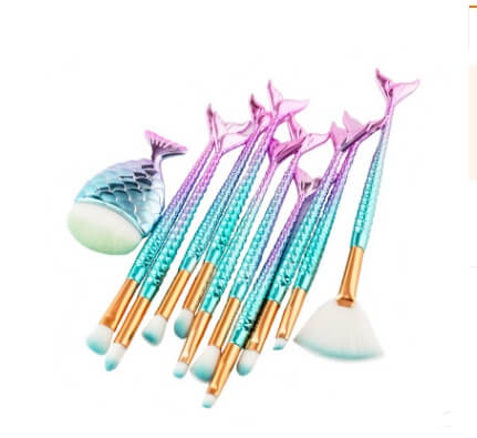 11pcs Mermaid Tail Makeup Brush Set | Mermaid Brush Set For Beginners 
