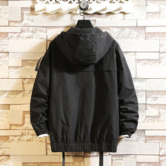 Men's Streamer Hooded Jacket Slim Fit Casual Outerwear