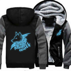 Men Women Night Luminous Wolf Printed printed Jacket Sweatshirts Thicken Hoodie Coat Clothing