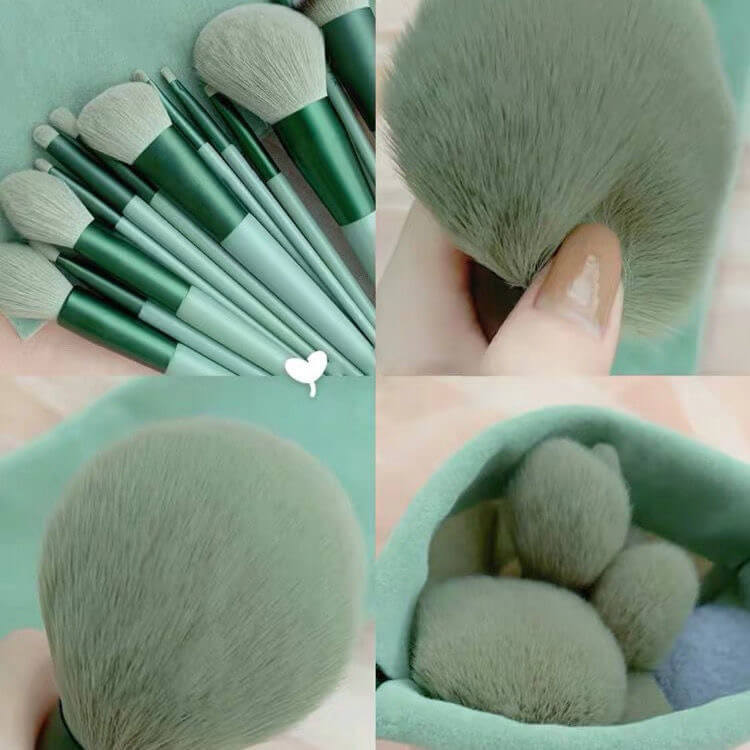13 Makeup Brushes Green Beauty Quick Drying Set | Super Soft  Brushes