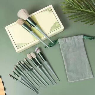 13 Makeup Brushes Green Beauty Quick Drying Set | Super Soft  Brushes
