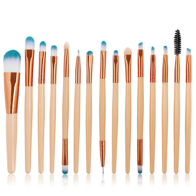 15 Packs Of Champagne Makeup Brushes | Best Makeup Brushes For Beginners
