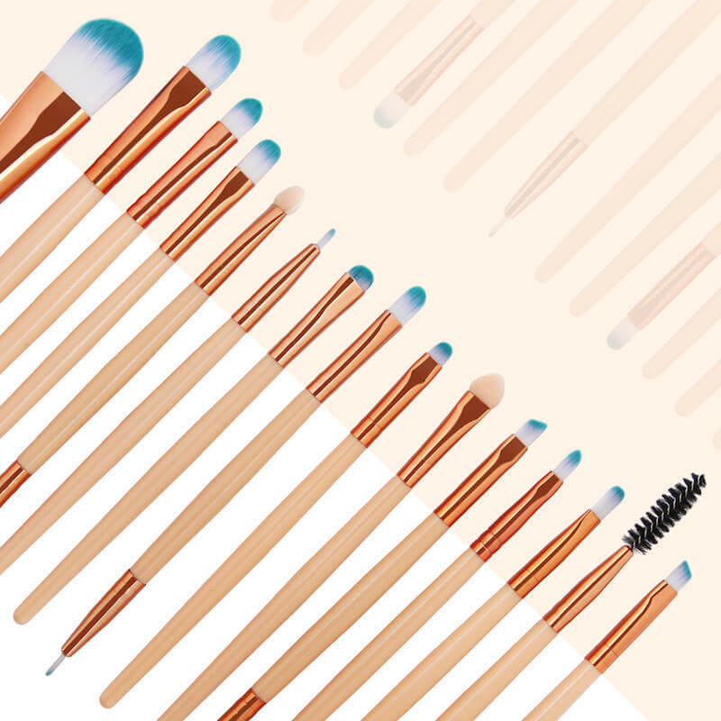 15 Packs Of Champagne Makeup Brushes | Best Makeup Brushes For Beginners