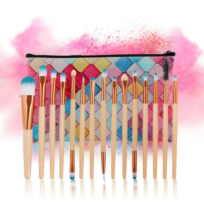 15 Packs Of Champagne Makeup Brushes | Best Makeup Brushes For Beginners