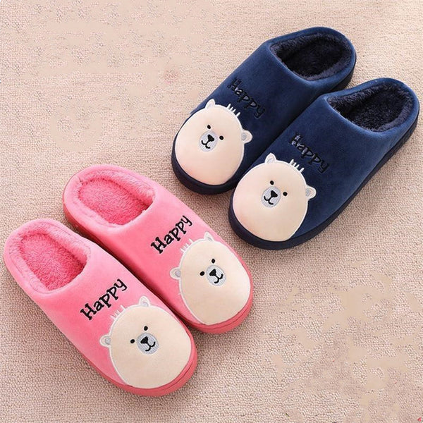 Winter Cotton Slippers For Men And Women To Keep Warm Plus Velvet Thick Sleeping Shoes