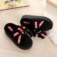 Plush Shoes Winter High-heeled Slippers